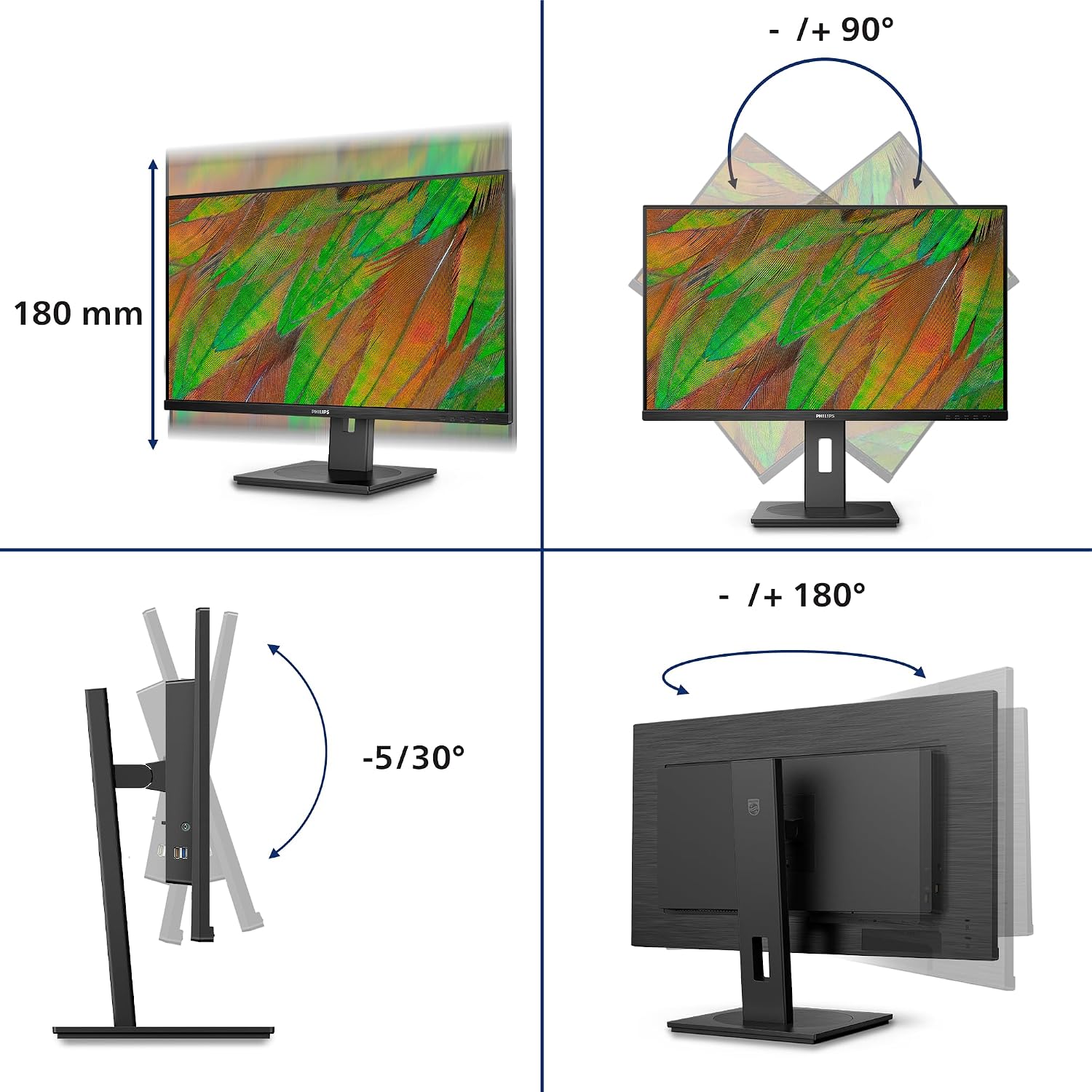 PHILIPS 32' 4K UHD monitor with USB-C docking (Renewed)