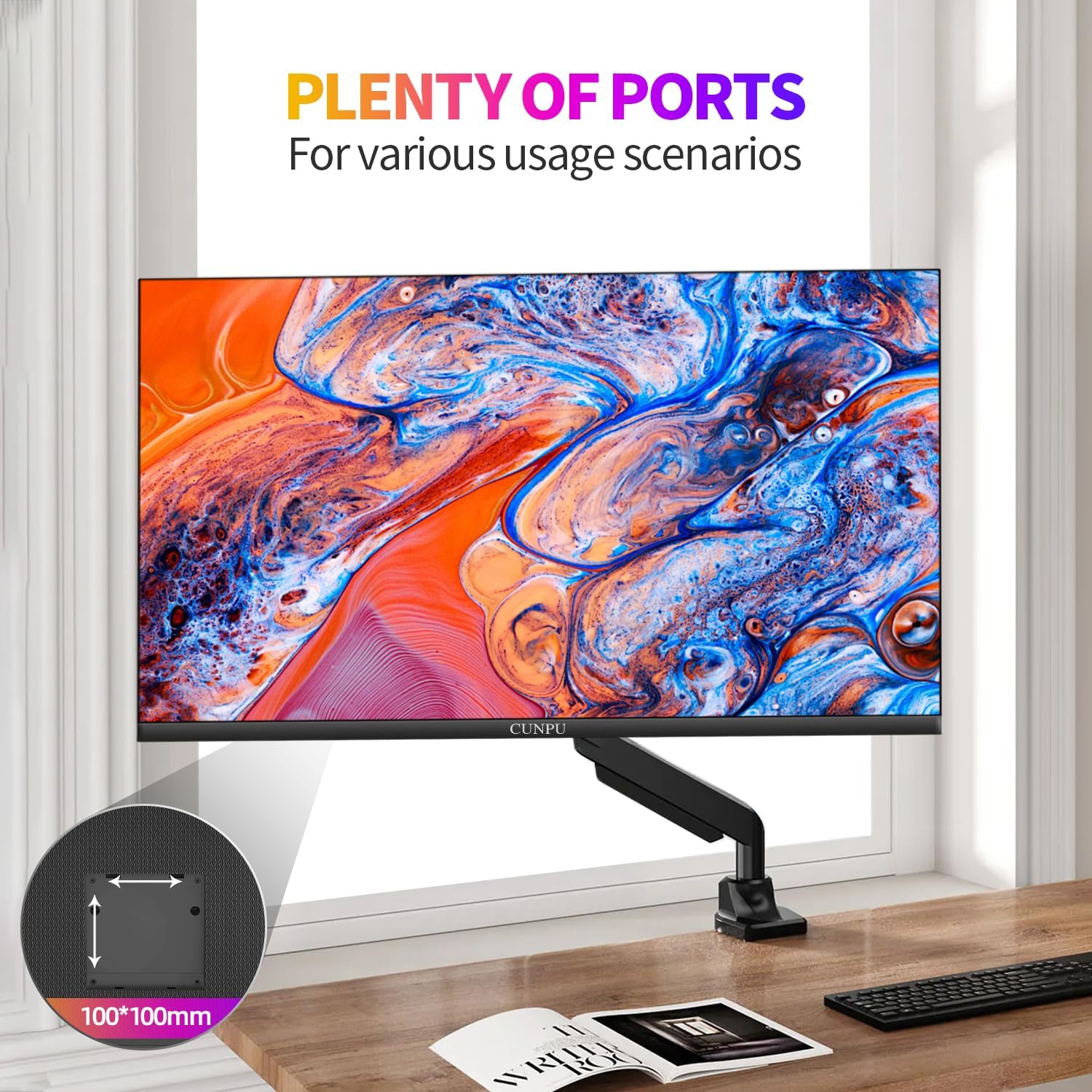 CUNPU 27 Inch 4K 70Hz Monitor, UHD (3840 * 2160) IPS Ultra-Slim Bezel Monitor for Photo Video Editing, ΔE < 2, 100% DCI-P3, 1.07B+ Colors, PIP-PBP, Adaptive Sync, DP/HDMI, Black