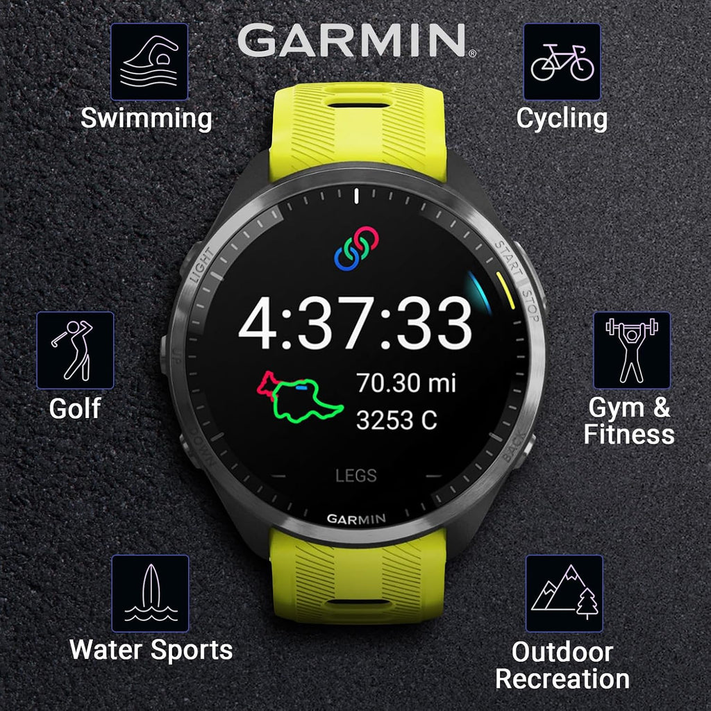 Garmin Forerunner 965 - Lightweight Titanium 47 mm: AMOLED Display | Up to 23 Days Battery LIF | Triathlon & Running, Multisport High-Performance Multi-Band GPS Smart Watch & Gift Bundle