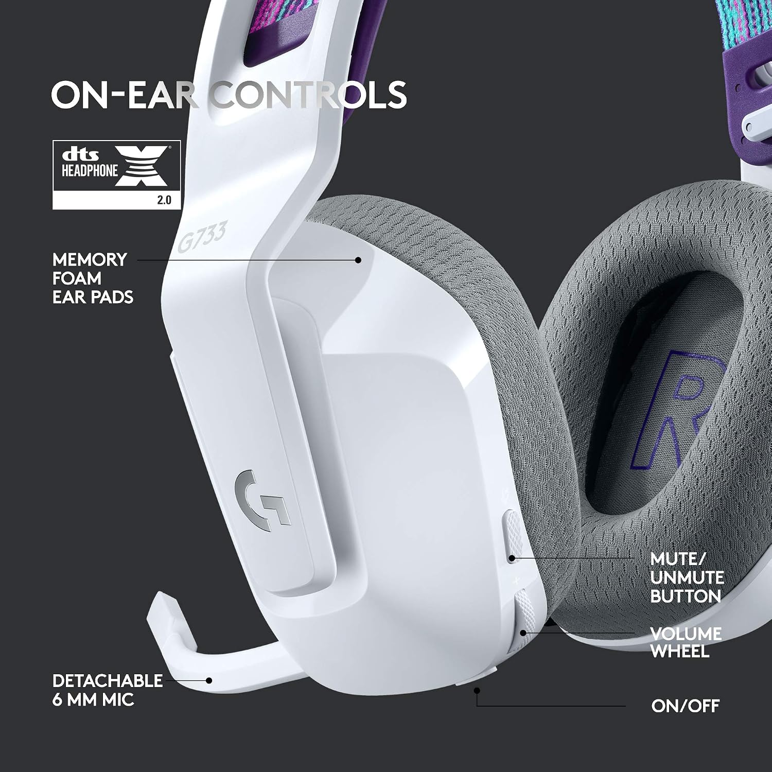 Logitech G733 Lightspeed Wireless Gaming Headset +Yeti GX Dynamic RGB Gaming Microphone with LIGHTSYNC, USB - White