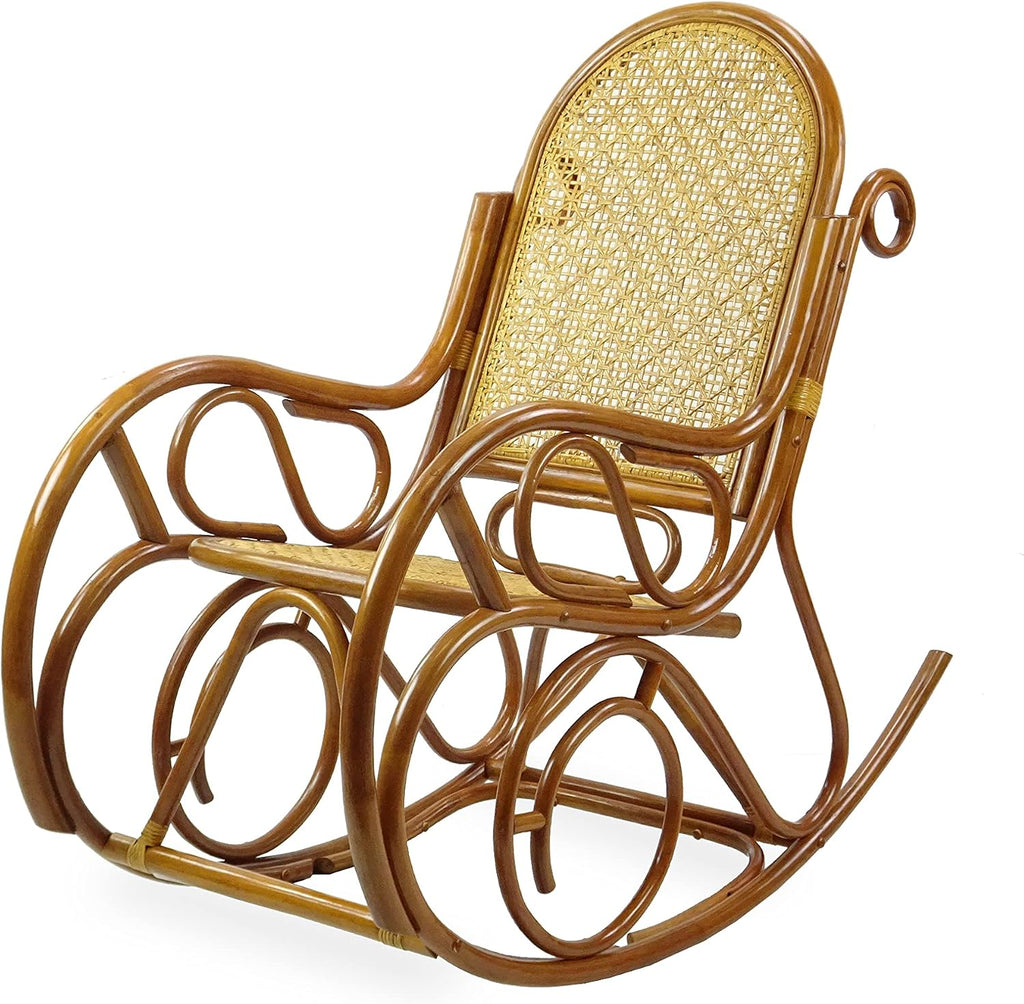Milano Rocking Chair, Natural Rattan Wicker Handmade, ECO, Colonial Color
