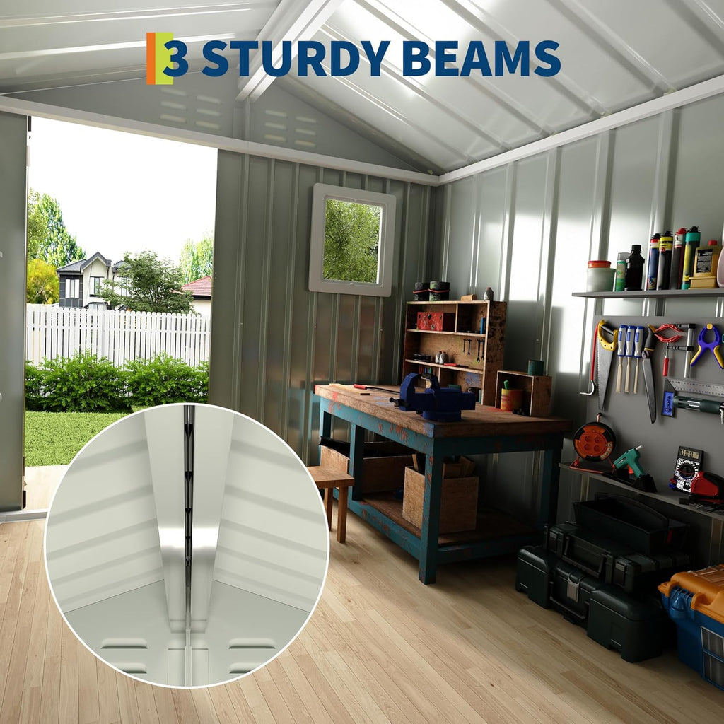 6x4 FT Metal Storage Shed with Window– Outdoor Utility Shed with Lockable Door & Air Vent, Garden/Yard Shed Kit for Backyard Patio Lawn