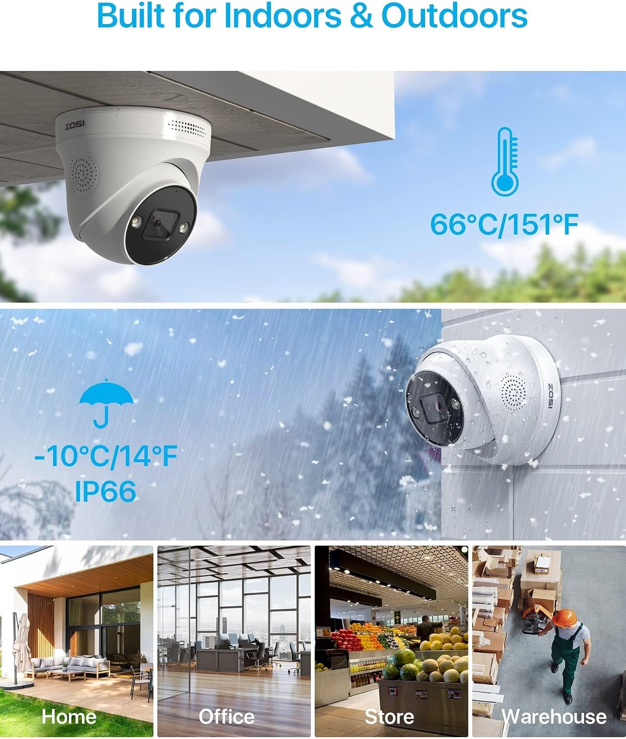 ZOSI 8CH 4K HD PoE Security Camera System with 2TB Hard Drive, 8CH 8MP NVR with 8 x 4K Dome Surveillance Cameras, Person Vehicle Detection, 2 Way Audio, Color Night Vision, for 24/7 Recording