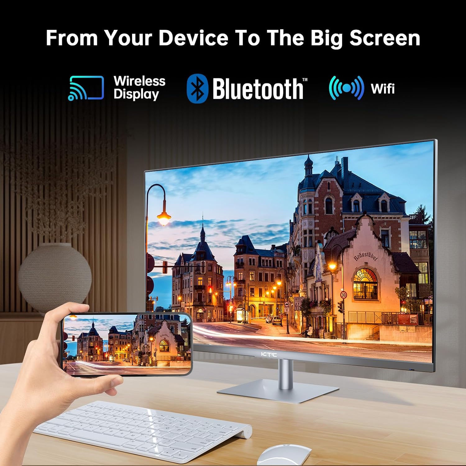 KTC 32 Inch 4K Smart Monitor, Google System UHD (3840x 2160) Smart Monitor with Speakers, Netflix Licensed, Type-C 65W PD, WirelessDisplay, HDR, Hey Google Voice Remot, VESA Support (Renewed)