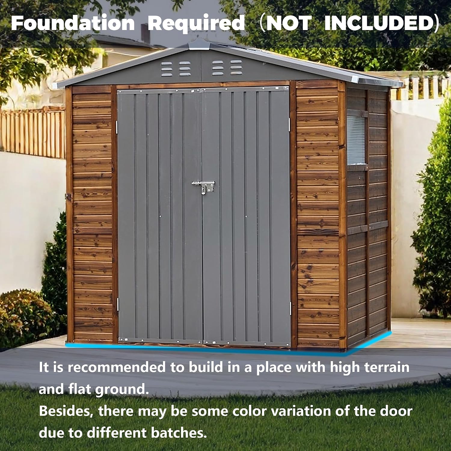 6x4 FT Outdoor Wood Storage Shed, Garden Tool Shed with Windows, Outside Storage Shed Waterproof for Backyard, Garden, Patio, 4 Vents (Without Floor) Wood Color