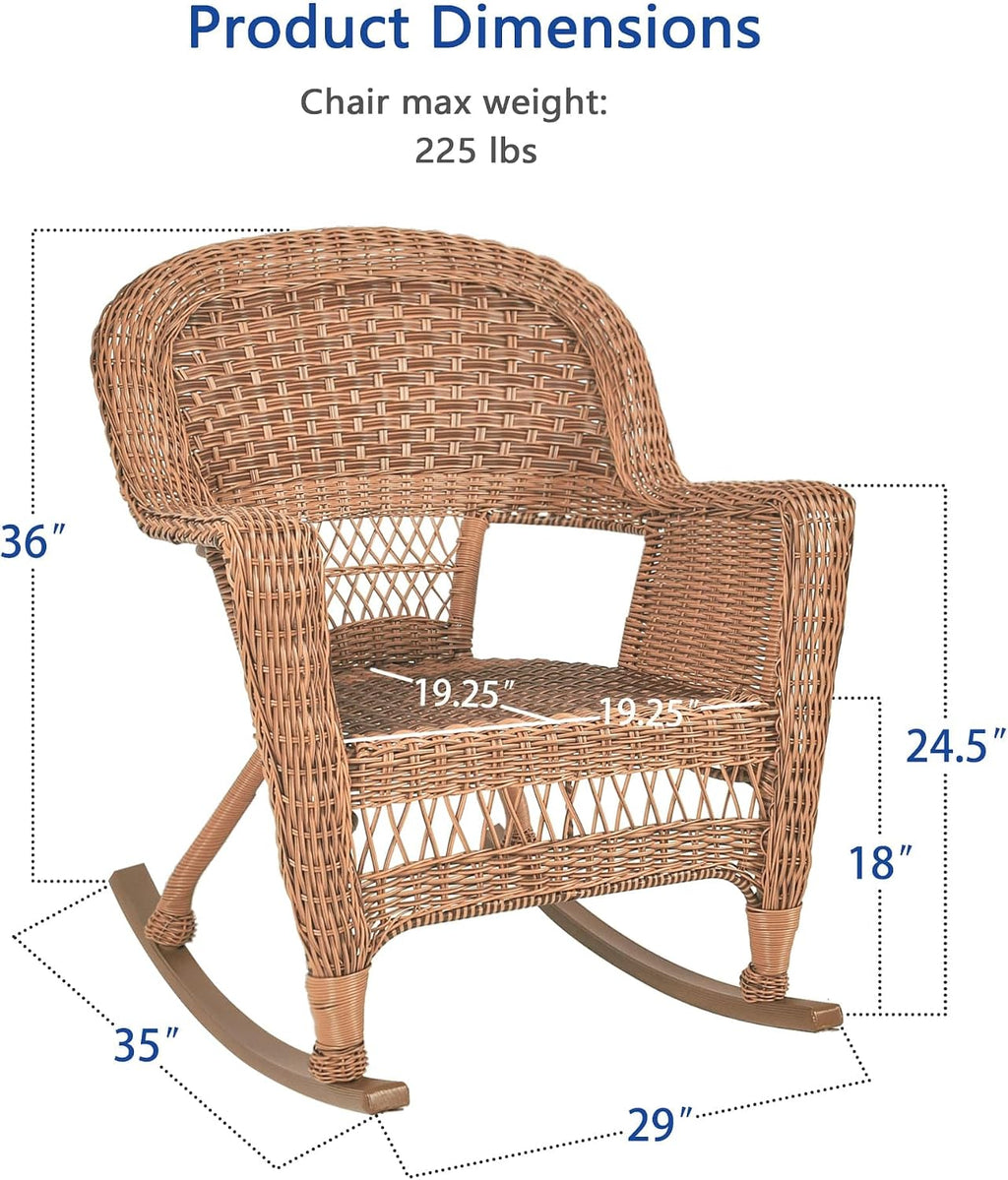 Jeco Set of 2 Wicker Rocker Chairs, Honey