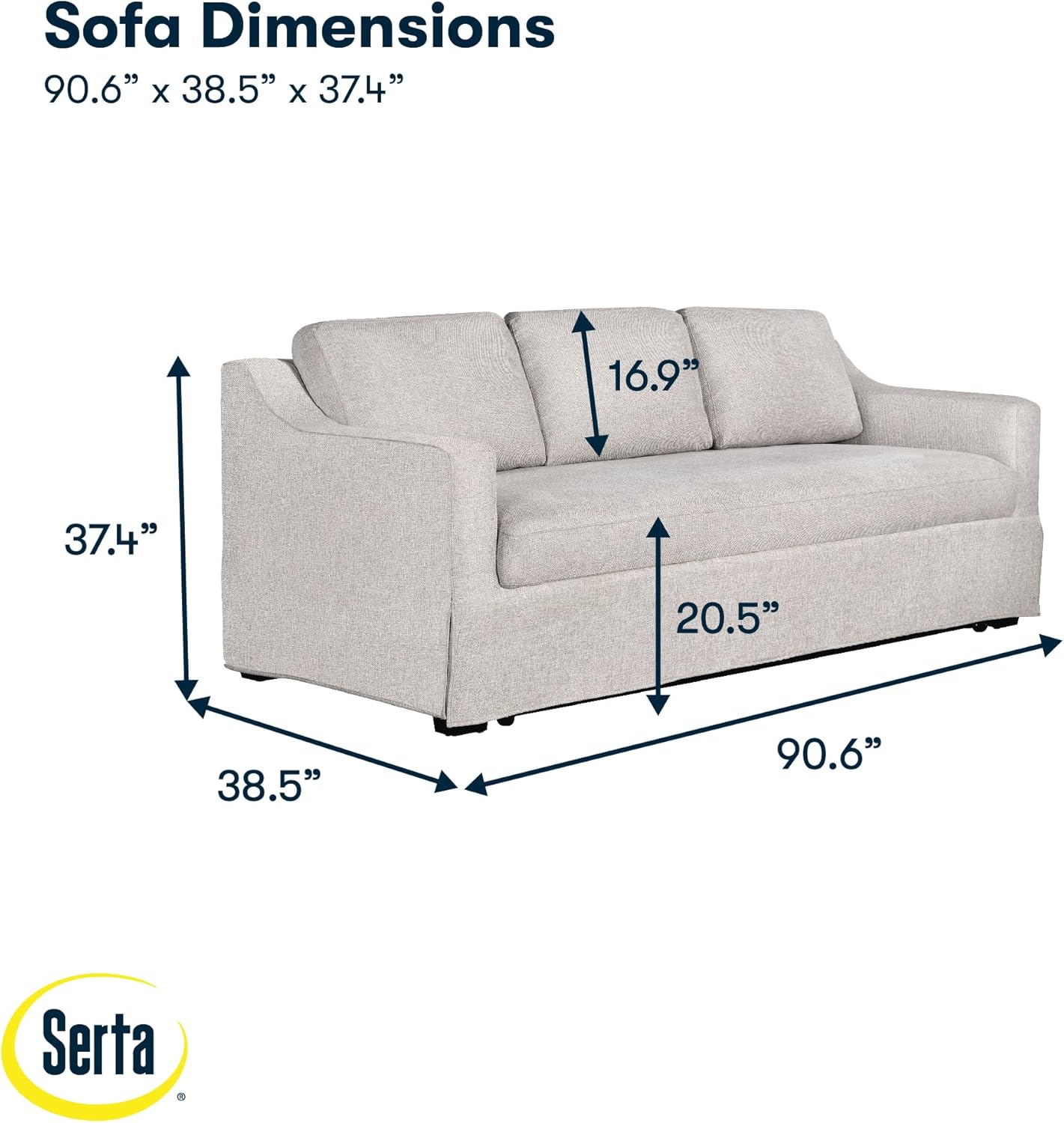 Serta® Hawthorne 90.6' Slipcovered Queen-Size Convertible Pop-up Sofa, Dreamcoil® Comfort, Woven Polyester Blend Fabric, Linen