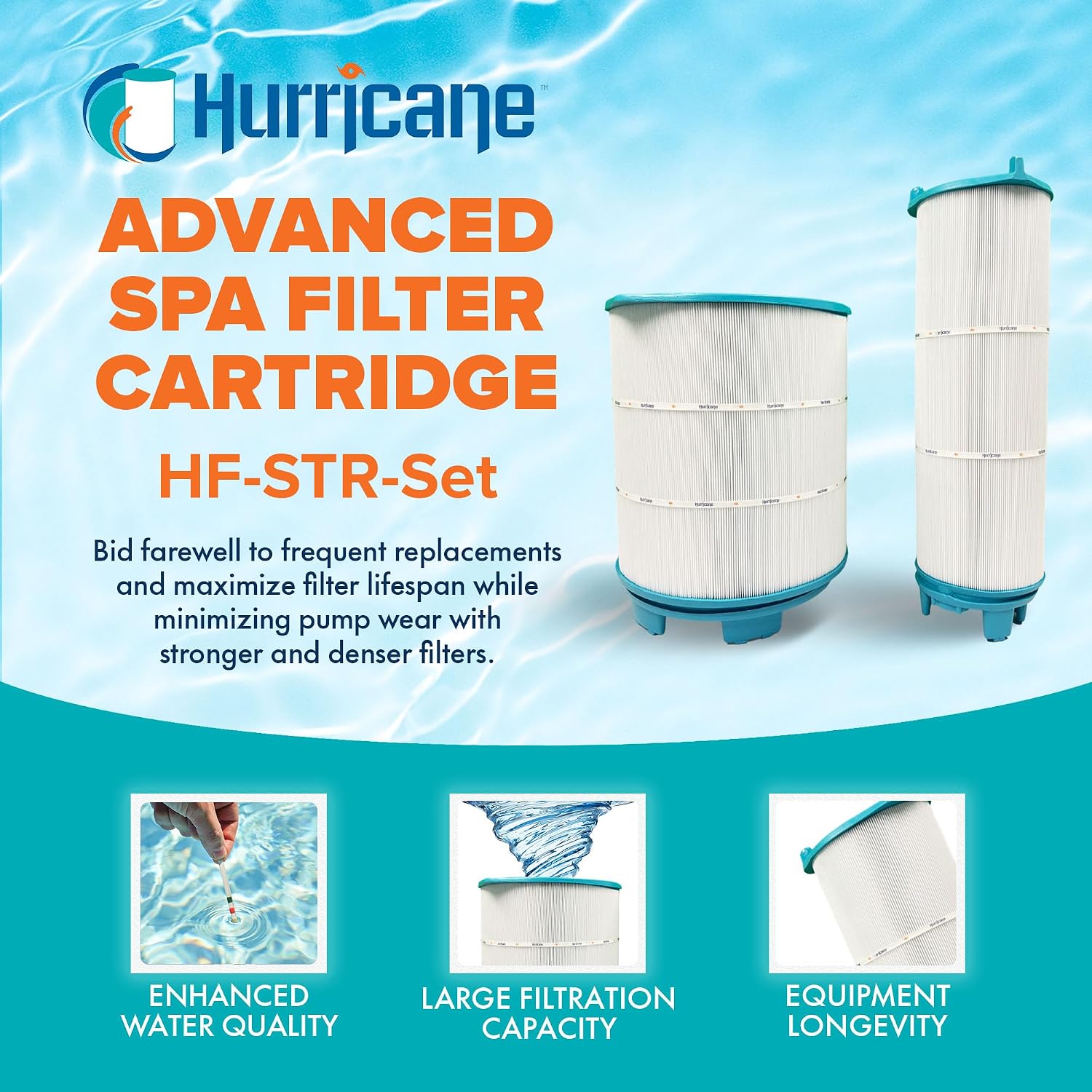 Hurricane Pool and Spa Filter Cartridge Replacement, Inner and Outer 21' Set for Sta-Rite Systems - Cleaning and Maintenance Parts - Accessories for Above Ground Swimming Pools and Spas