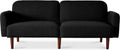 Best Choice Products 77' Mid Century Modern Boucle Loveseat Sofa, Couch, Convertible Sofa Sleeper Bed w/Real Wood, Removable Armrest - Midnight Black