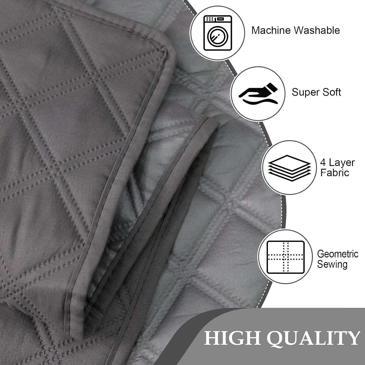 HDCAXKJ Waterproof Sectional Couch Cover L Shaped Sofa Covers Washable Corner Sectional Slipcovers Dog Pet Proof U Shape Furniture Protector with Upgraded Anti Slip Strips (Large, Dark Grey)