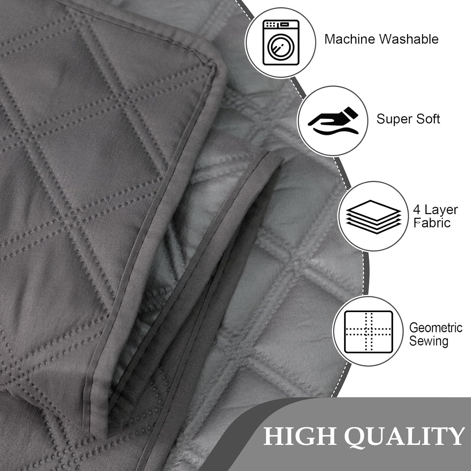 HDCAXKJ Waterproof Sectional Couch Cover L Shaped Sofa Covers Washable Corner Sectional Slipcovers Dog Pet Proof U Shape Furniture Protector with Upgraded Anti Slip Strips (XX-Large, Dark Grey)