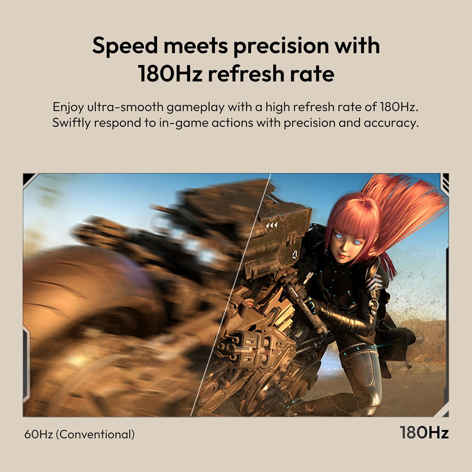 Pixio PX278 Wave Beige 27 inch 180Hz Refresh Rate FHD 1440p Resolution Fast IPS Panel 1ms GTG Response Time Gaming Monitor and PS1S Wave Beige Single Monitor Arm - Fits up to 32 inches and 19.8lbs