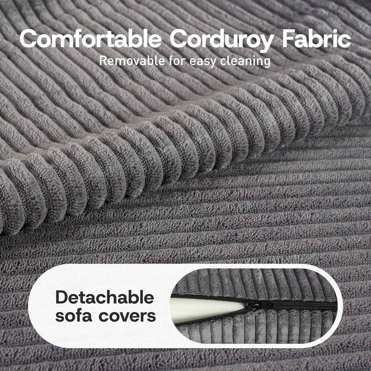 YEPDIN Folding Sofa Bed,Convertible Sofa Bed with Armrest Foldable Sleeper Chair, Portable Folding 4-in-1 Floor Sofa with Convertible Lounge Chair for Living Room,Bedroom,Washable Cover,Grey Single