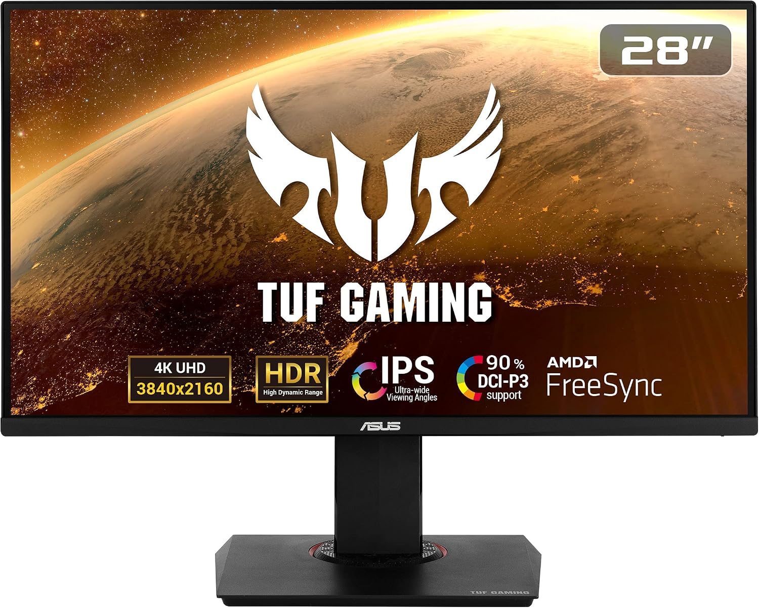 ASUS TUF Gaming VG289Q 28' Gaming Monitor 4K (3840 x 2160) IPS FreeSync Eye Care DisplayPort Dual HDMI HDR 10,Black