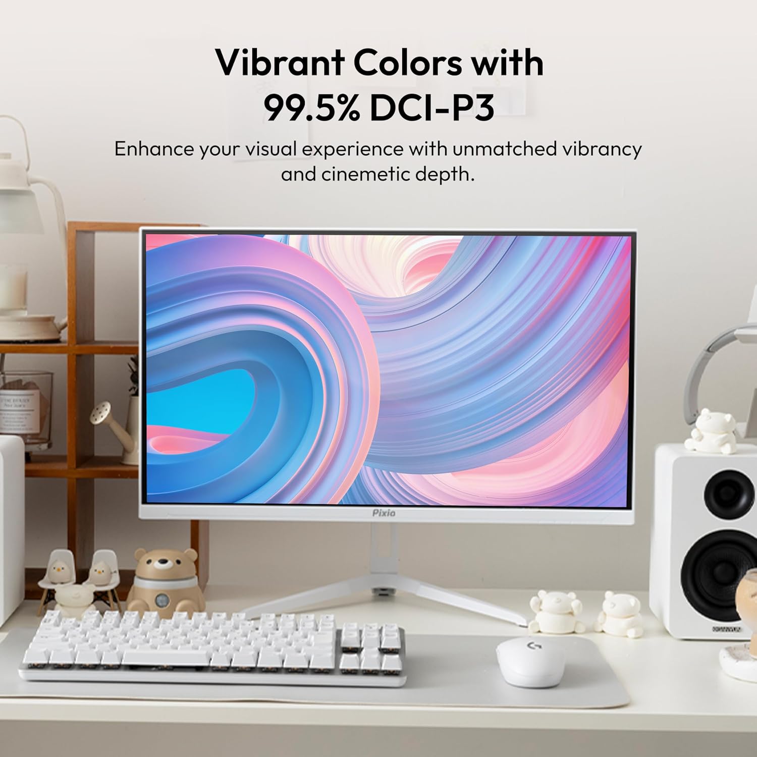 Pixio PX27U Wave White 27 inch 160Hz Refresh Rate 4K 3840x2160p Resolution Fast IPS Panel 1ms GTG Response Time Black Tilt Adjustable Gaming Monitor with Adaptive Sync