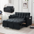 Futon Sofa Bed,Modern 3 in 1 Convertible Sleeper Sofa, Pull Out Couch Bed with Adjustable Backrest, Storage Pockets and Toss Pillows for Living Room, Bedroom (Black)