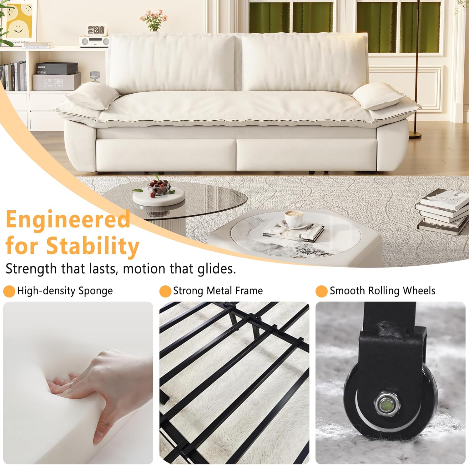 70.1' Sofa Bed Queen Size, Pull Out Couch Bed, 3-in-1 Convertible Sleeper Sofa with Cushion Armrest, Modern Velvet Futon Couch for Living Room, Small Space, Apartment, Bedroom, Beige