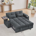 Auvsoce 65'' Convertible Sleeper Sofa Bed with Adjustable Backrest, Chaise Lounge, Side Table & USB/Type-C Ports – Stylish & Functional Addition to Any Living Room (Drak Grey)