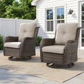 Belord Outdoor Swivel Chairs Set of 2,Patio Wicker Rocker Chairs,All Weather Patio Conversation Furniture Set, Ideal for Porch Balcony Deck Yard, Brown Wicker/Beige