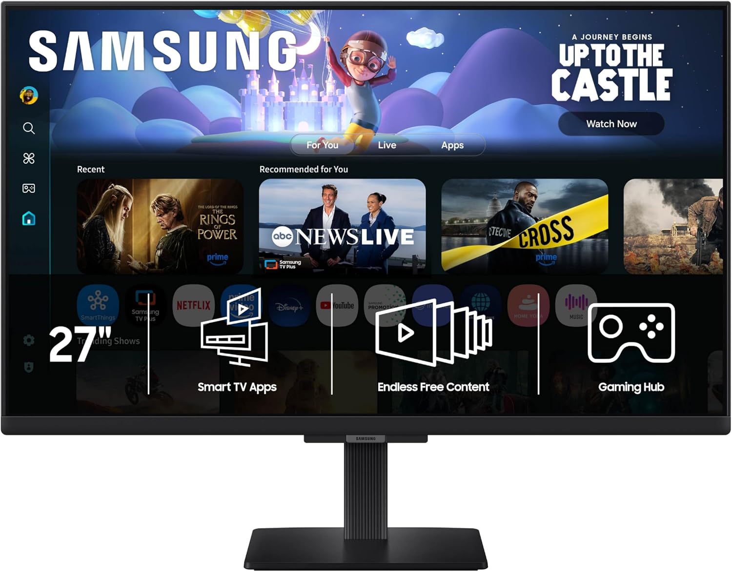 Samsung 27-Inch M5 (M50F) Series FHD Smart Monitor with Streaming TV, Speakers, HDR10, Gaming Hub, Workout Tracker, Vision Accessibility Tools, Black, LS27FM502ENXZA (Renewed)
