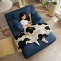 67 Inch Chaise Lounge Chair Indoor, Oversized Corduroy Upholstered Boneless Sofa Bed, Deep Seat Sleeper Couch Reading Chairs, Cloud Sofas Couches for Living Room, No Assembly Required (Blue)