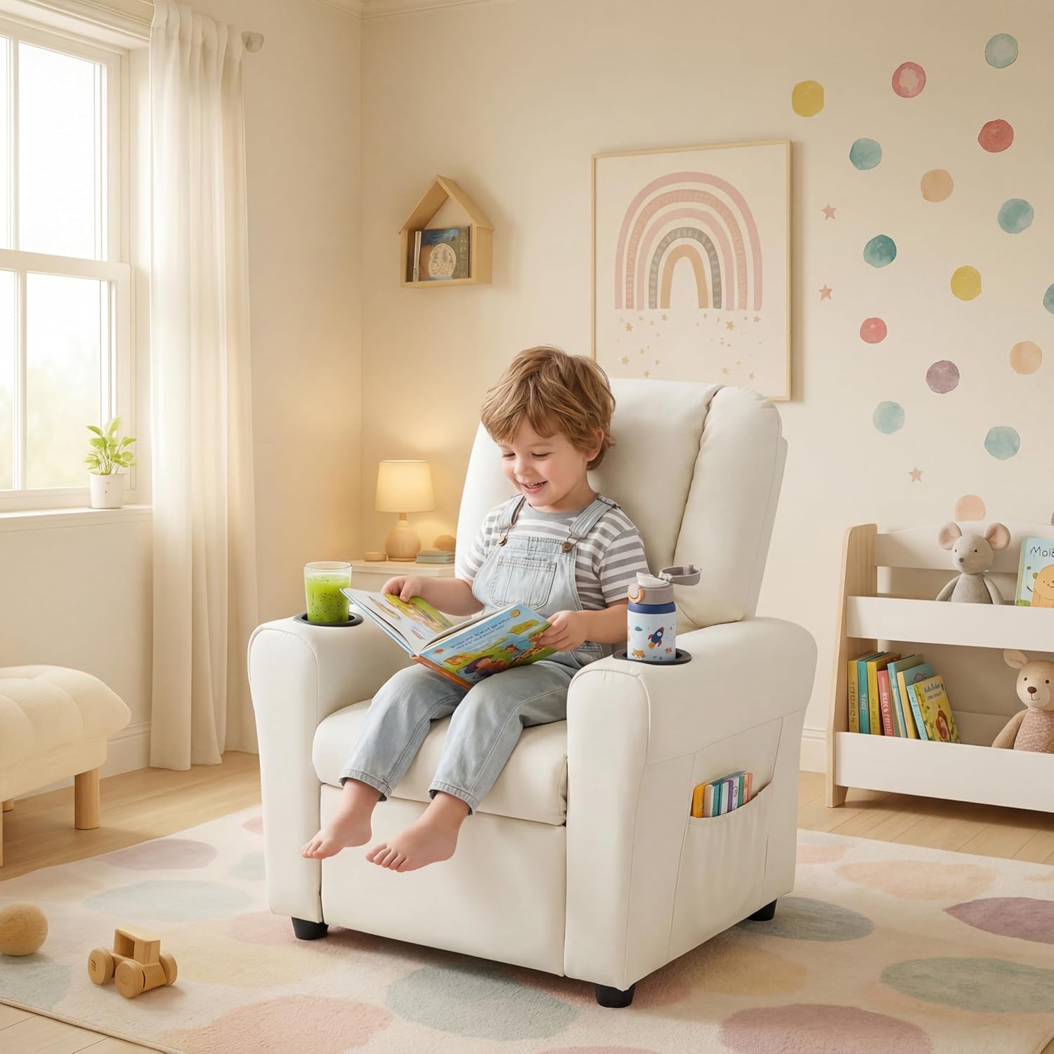 Candy Kids Reclining Chair Leather Recliner Sofa Push Back Toddler Youth Children Child Ages 1-6