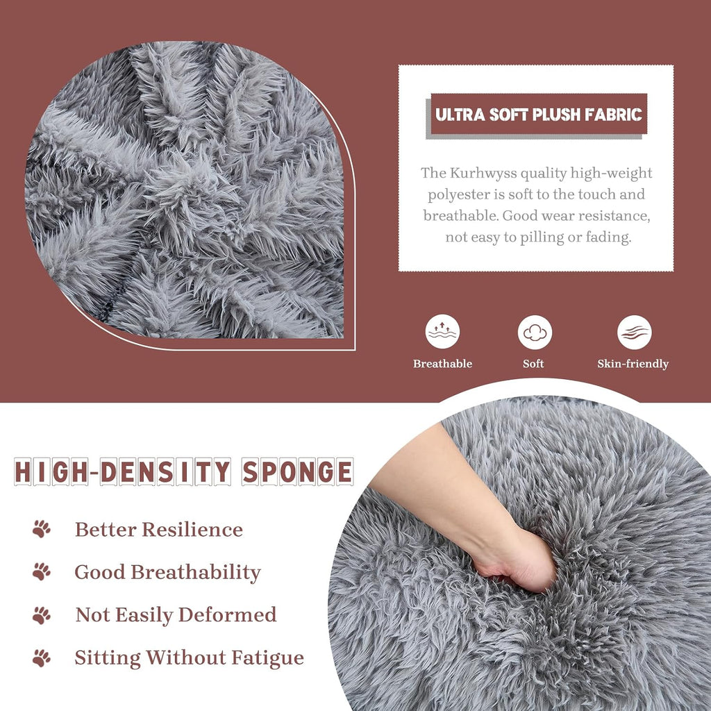 Upholstered Human Dog Bed for Adult & Pets, Convertible Lazy Sofa Bed with 5 Adjustable Position, Comfy Tatami Bean Bag Lounge Chair with a Soft Pillow for Bedroom Living Room (Light Gray Fluffy)
