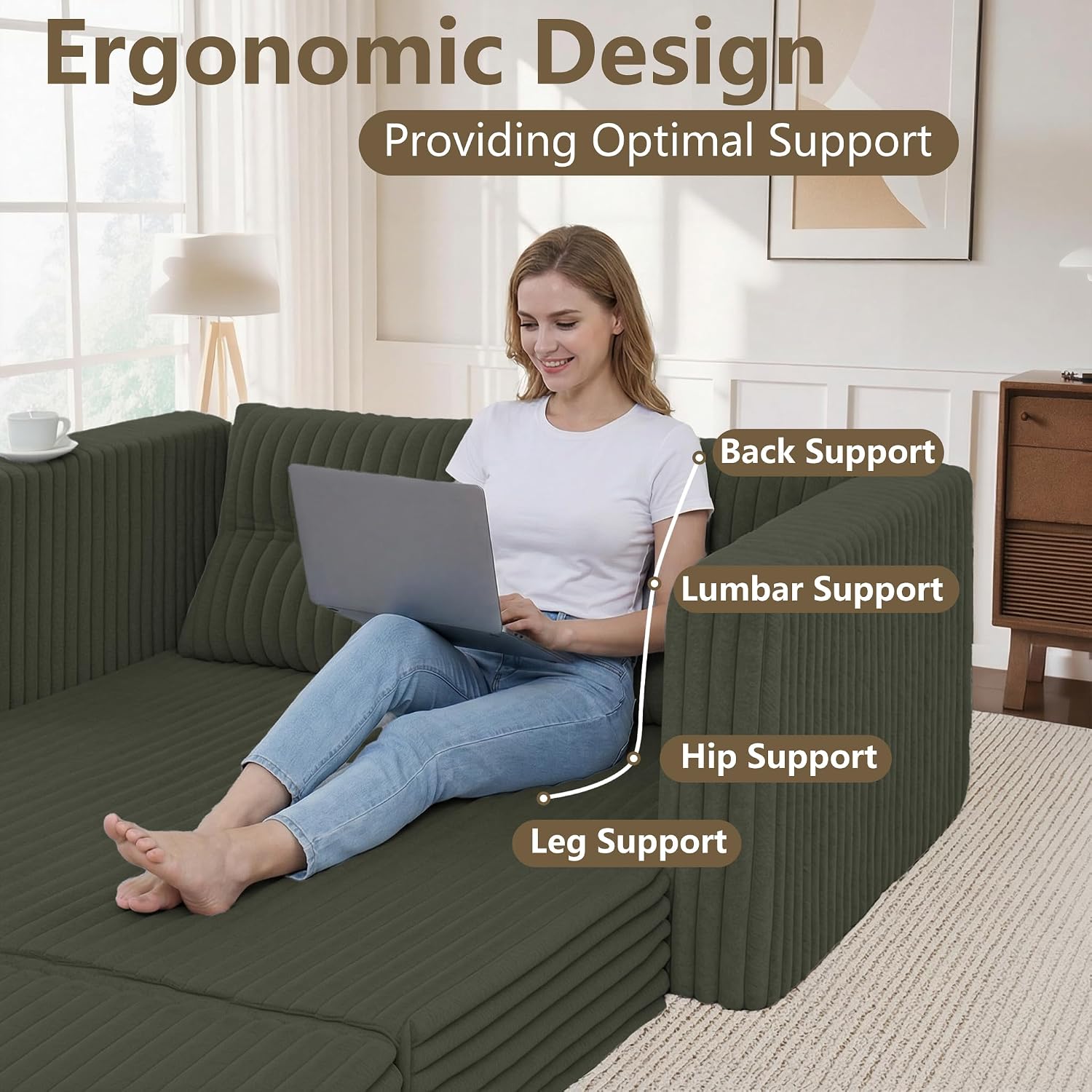 HABUTWAY Folding Sofa Bed, 2 in 1 Convertible Sleeper Chair with Pillow, Portable Fold Out Chair Bed with Armrest, Comfy Floor Couch, Lazy Sofa for Living Room Bedroom Dorm Home Office, Green