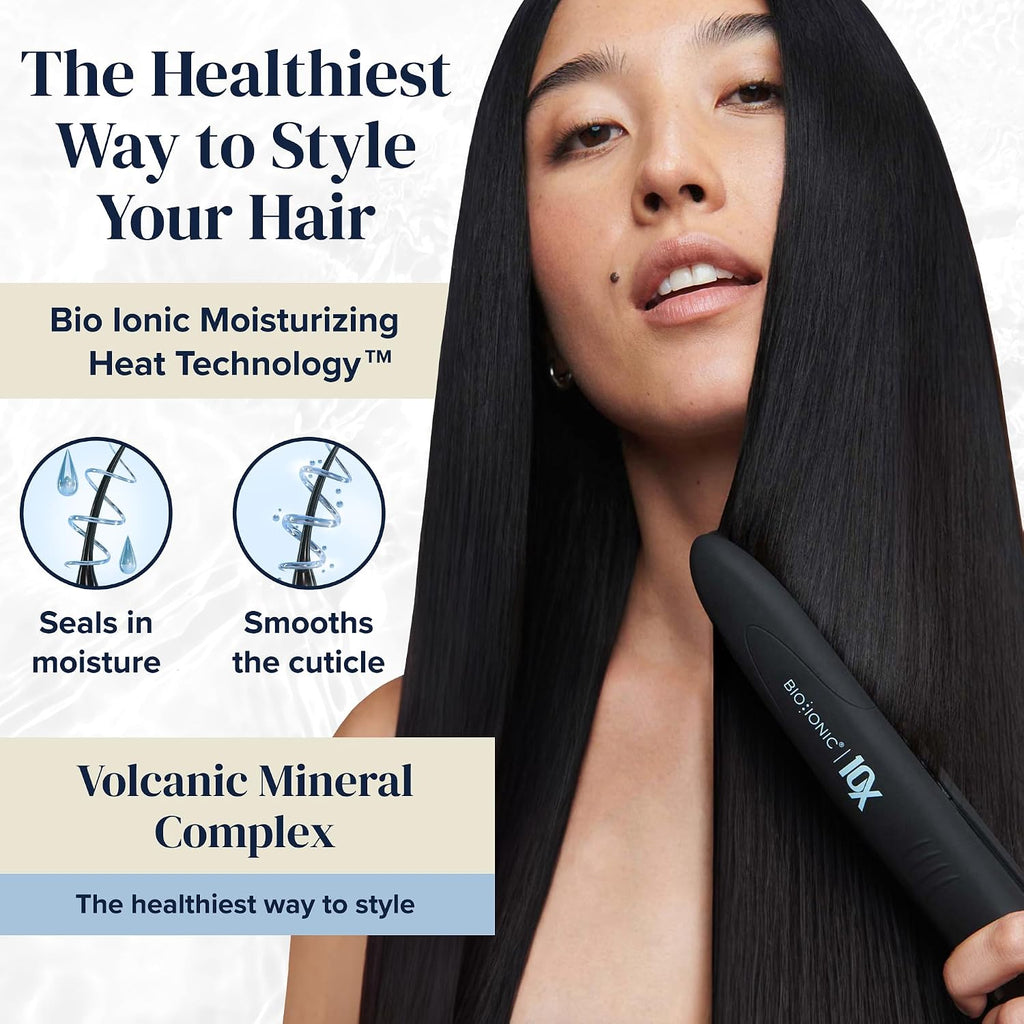 Bio Ionic 10X Styling Iron, 1' Hair Straightener with Moisturizing Heat Technology, Flat Iron for 10-Minute Styling, Hair Straightener and Curler, Soft Amethyst