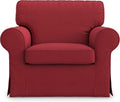 MASTERS OF COVERS Ektorp Armchair Cotton Cover for The IKEA Ektorp Chair Slipcover Replacement (Cotton-Red)(Armchair Cover Only!)