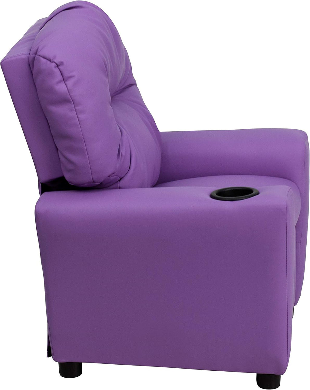 Flash Furniture Chandler Vinyl Kids Recliner with Cup Holder and Safety Recline, Contemporary Reclining Chair for Kids, Supports up to 90 lbs., Lavender