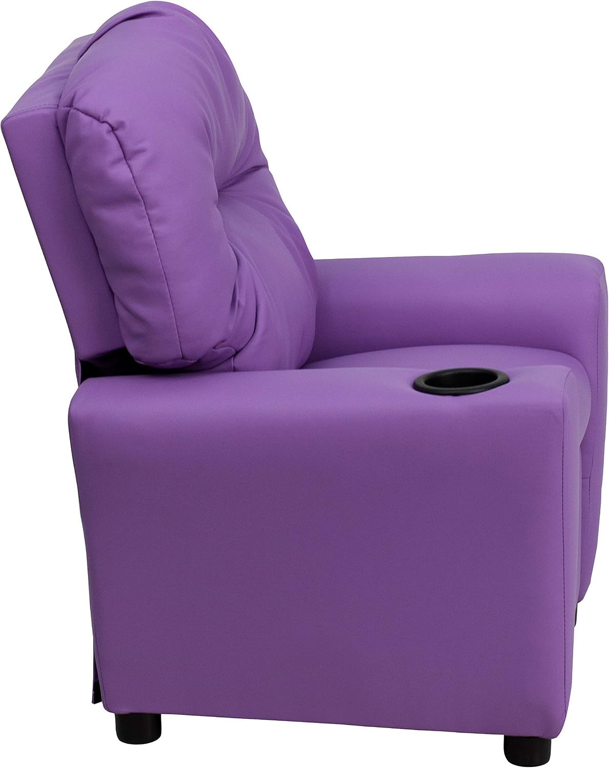 Flash Furniture Chandler Vinyl Kids Recliner with Cup Holder and Safety Recline, Contemporary Reclining Chair for Kids, Supports up to 90 lbs., Lavender
