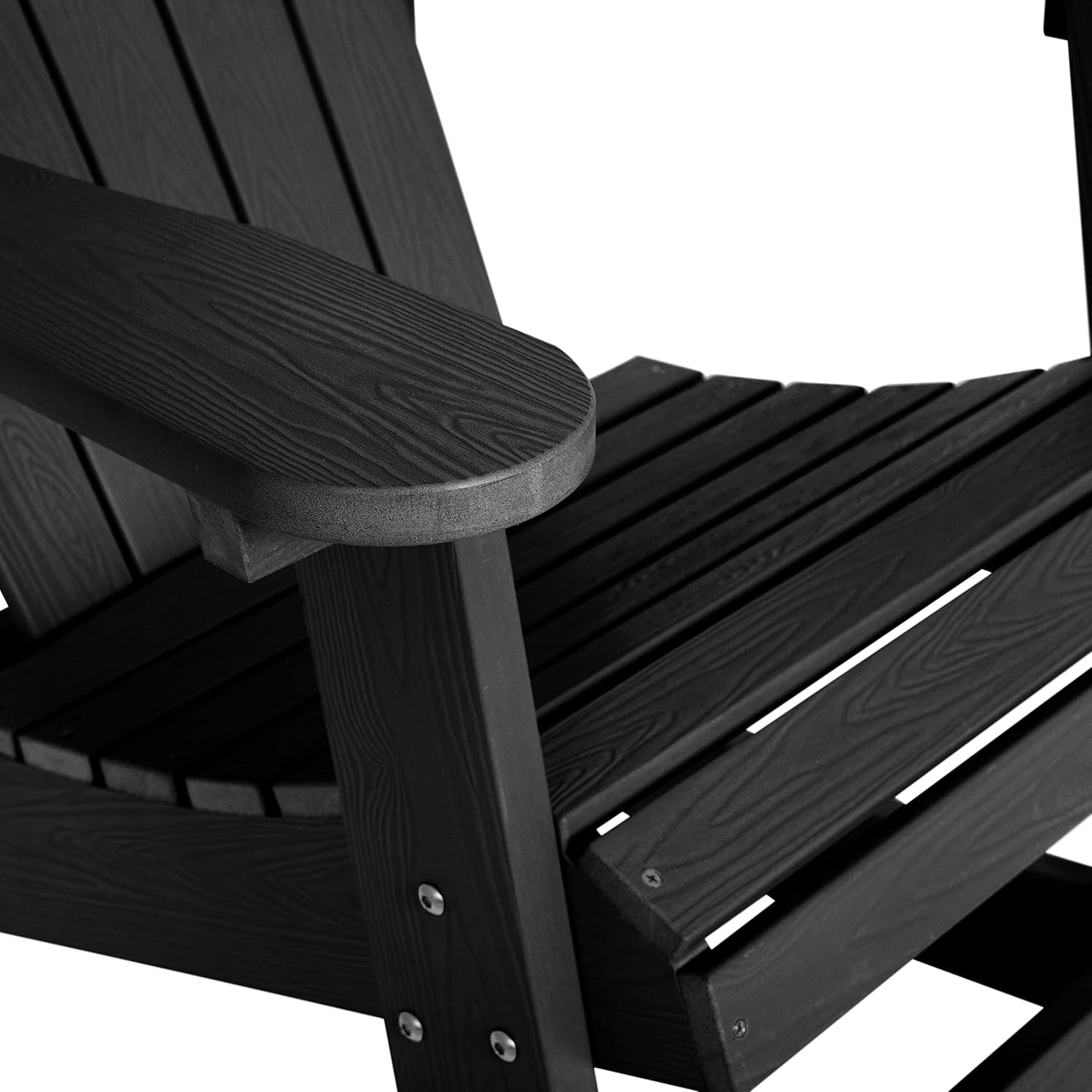 Flash Furniture Savannah All Weather Adirondack Rocking Chair, Polyresin Wood Adirondack Chair with 350-lb. Static Weight Capacity, Black