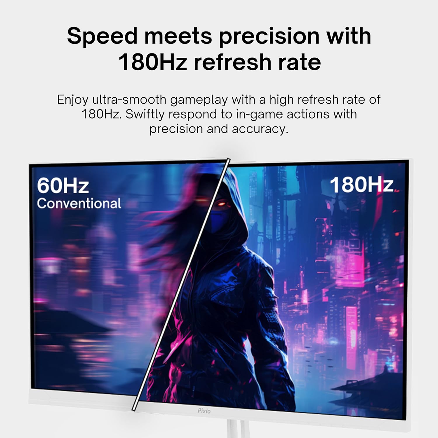 Pixio Two PX278 Wave White 27 inch 180Hz Refresh Rate FHD 1440p Resolution Fast IPS Panel 1ms GTG Response Time Gaming Monitor and PS1D Wave White Dual Monitor Arm - Fits up to 32 inches and 19.8lbs