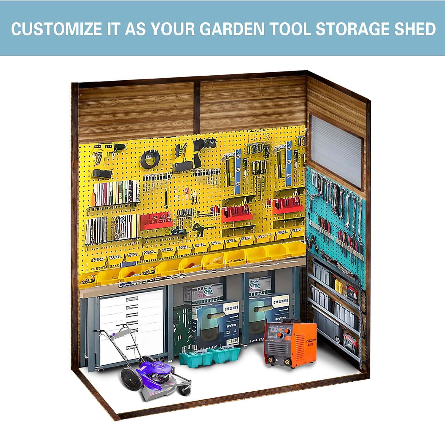 5x3 FT Outdoor Wood Storage Shed, Garden Tool Shed with Windows, Outside Storage Shed Waterproof for Backyard, Garden, Patio, 4 Vents (Without Floor) Wood Color