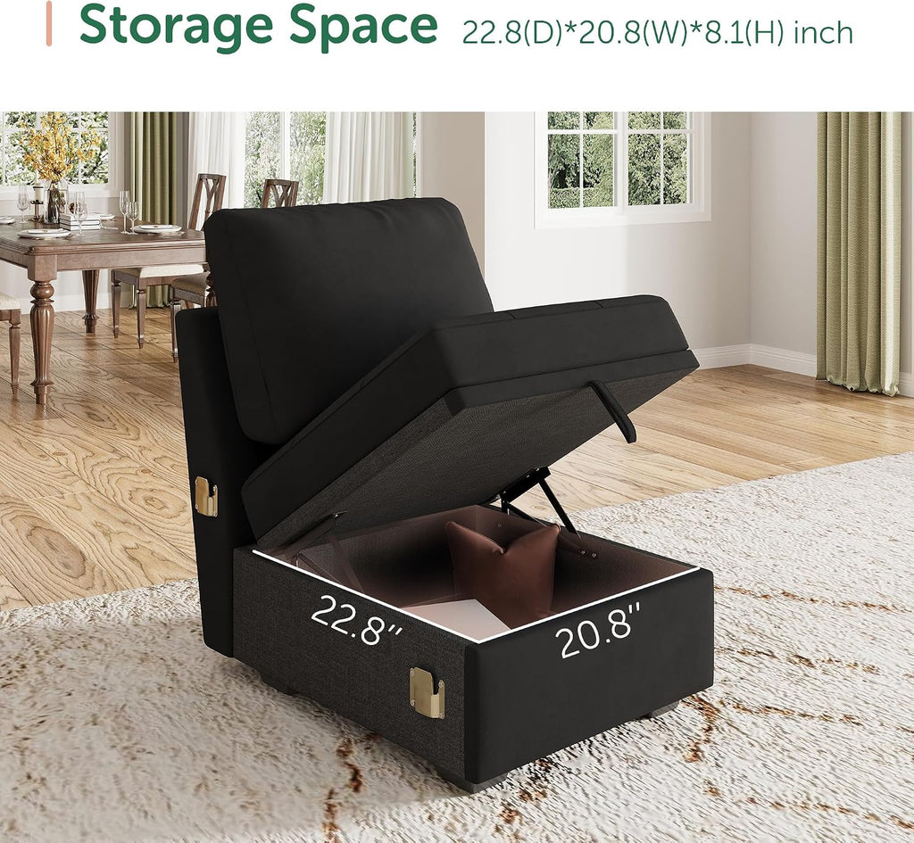 HONBAY Modular Sectional Couch L Shaped Sofa with Storage Seats Sectional Couches for Living Room,Black