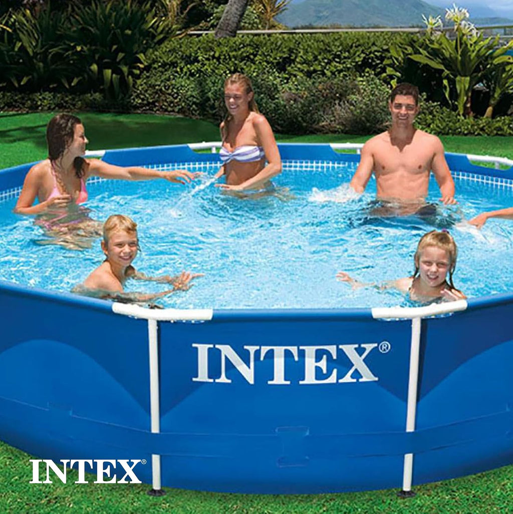 Intex 28211EH 12-Foot x 30-inch Metal Frame Round 6 Person Outdoor Above Ground Swimming Pool with GFCI Filter Pump and Pool Cover