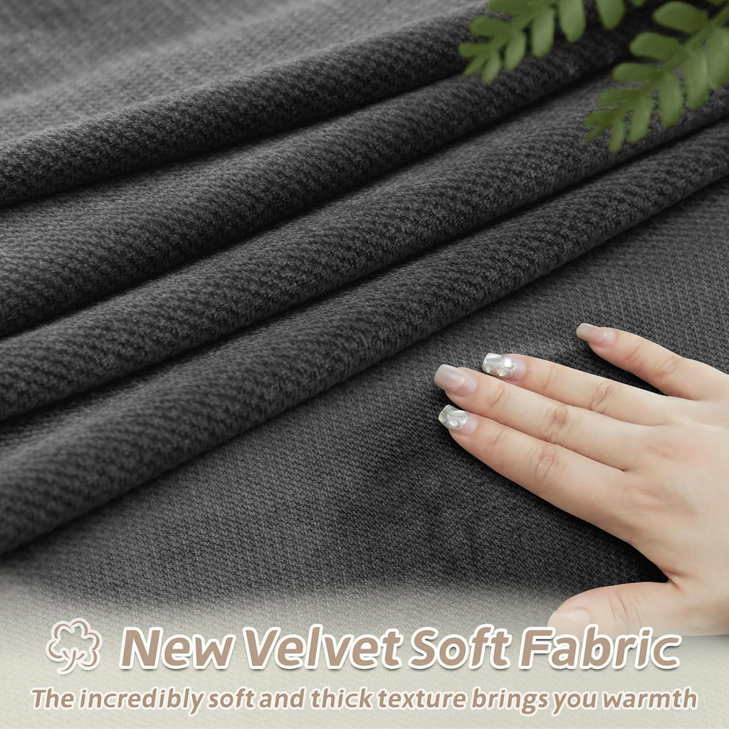 Arfntevss Sectional Recliner Couch Covers Velvet Washable Corner Sectional Sofa Cover for Reclining Couch Stretch Soft Thick L Shape Recliner Slipcover (5 Seat with 2 Console Cover, Charcoal Gray)