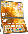 InnoView Dual Portable Monitor 18' 2560x1600P 100Hz 2K 100% DCI-P3 - Foldable & Stackable Design with 315° Screen Adjustment & 180° Stand | DP/USB-C/HDMI, Second Monitor for Laptop, Mac, Windows