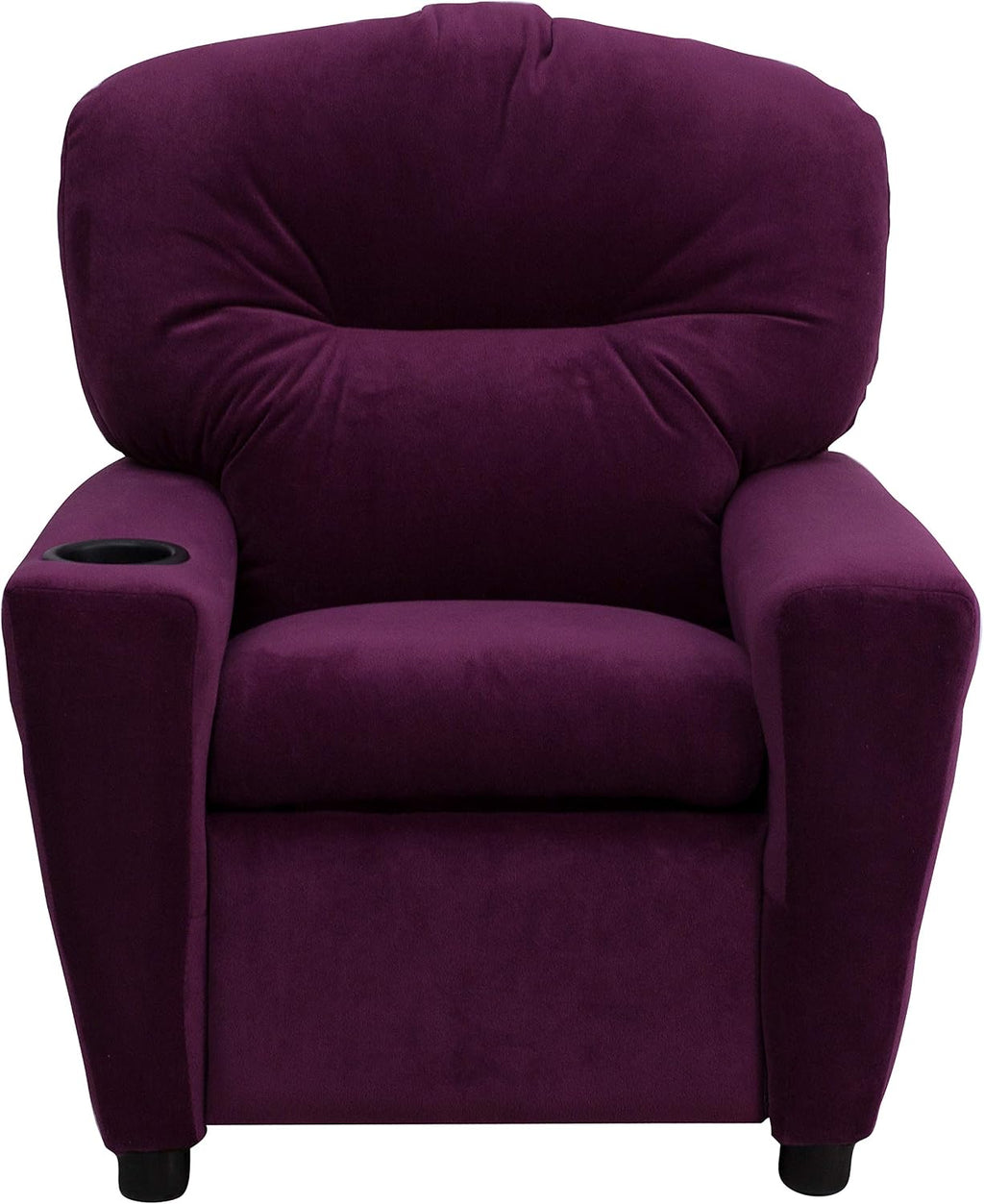 Flash Furniture Chandler Microfiber Kids Recliner with Cup Holder and Safety Recline, Contemporary Reclining Chair for Kids, Supports up to 90 lbs., Purple