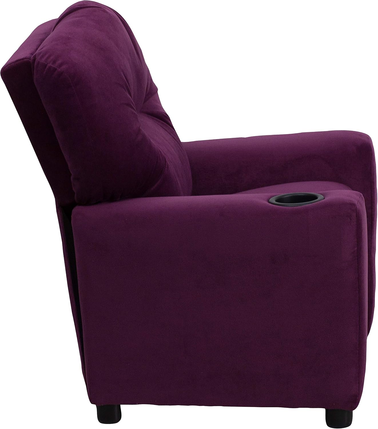 Flash Furniture Chandler Microfiber Kids Recliner with Cup Holder and Safety Recline, Contemporary Reclining Chair for Kids, Supports up to 90 lbs., Purple