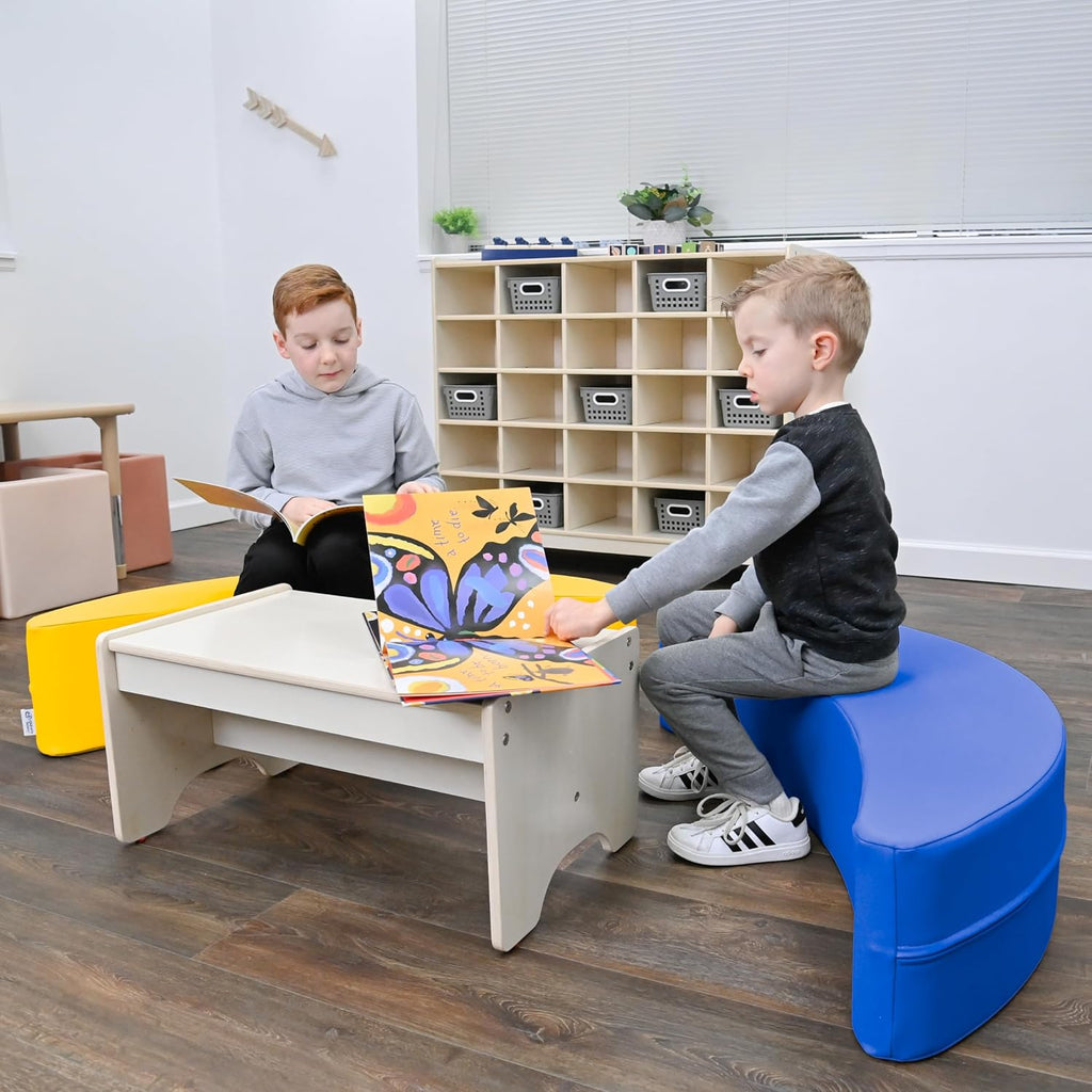 Children's Factory Happy Rocker, Flexible Classroom Seating, Active Seating for Young Learners, Banana Chairs for Kids, Blue