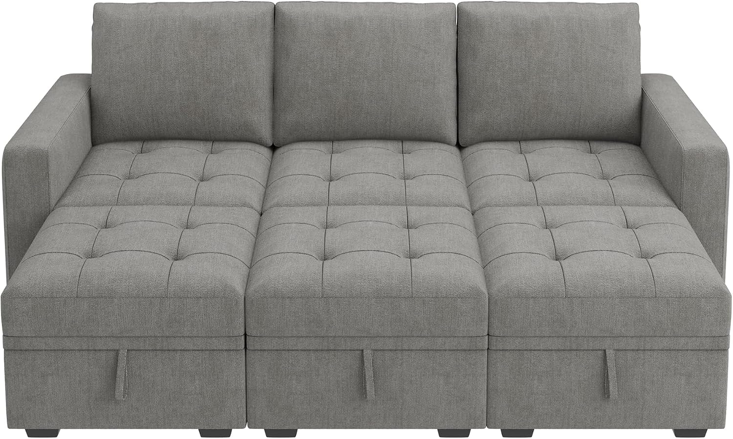 HONBAY Modular Sectional Sleeper Sofa, Sleeper Couch with Storage Seats Oversized Sectional Couches for Living Room,Warm Grey