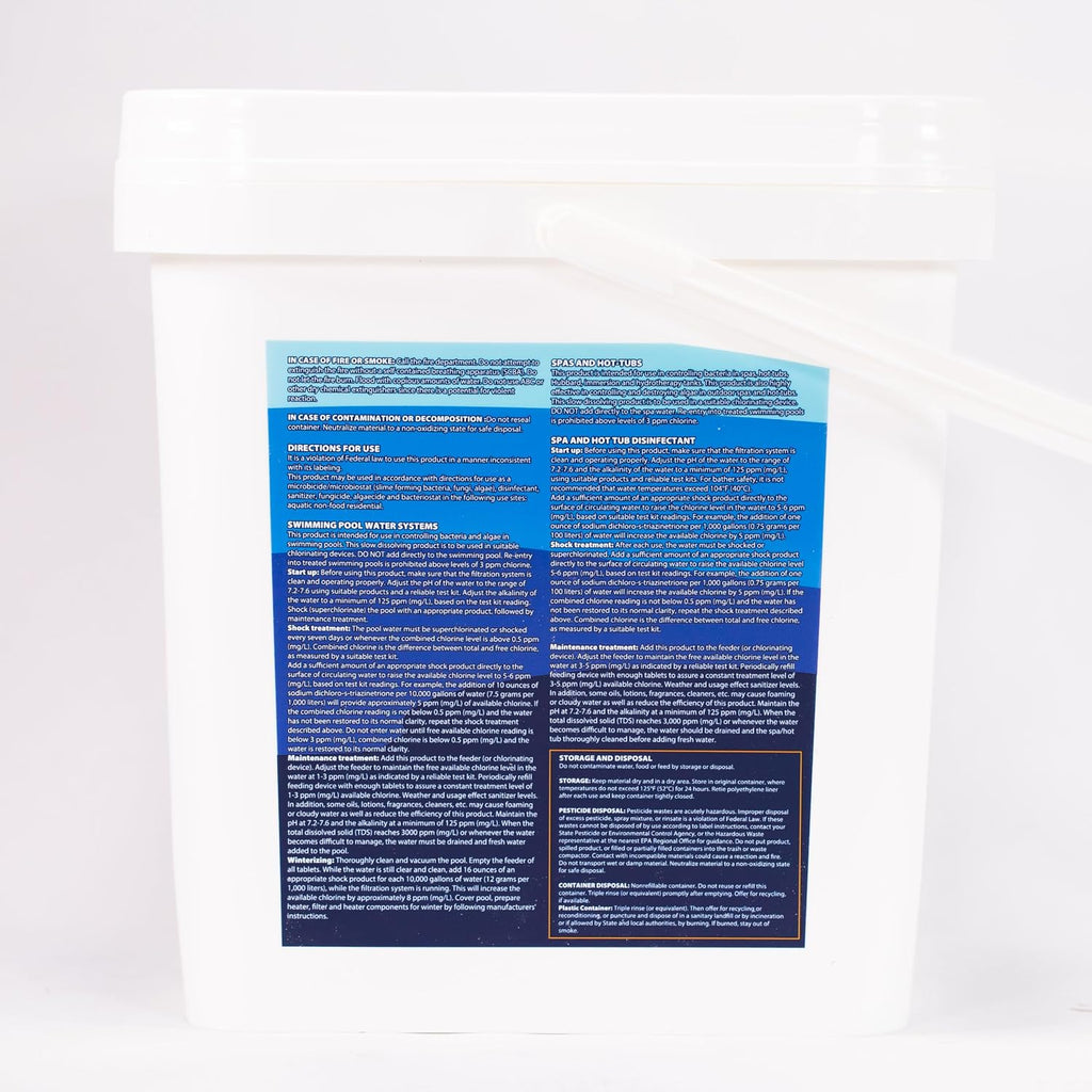 XtremeClear 25 Pound Bucket 3' Chlorine Tablets Bucket, 25 lbs Chlorinating Tabs for Swimming Pools Advanced Slow Dissolving