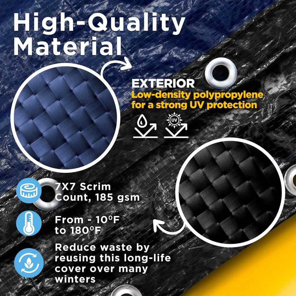 25-Ft x 45-Ft Pool Cover for Inground Pools - Rectangle Winter Pool Cover for Inground Pools, Extra Thick Material and Durable Design, Cold and UV-Resistance, Easy Installation, Navy Blue