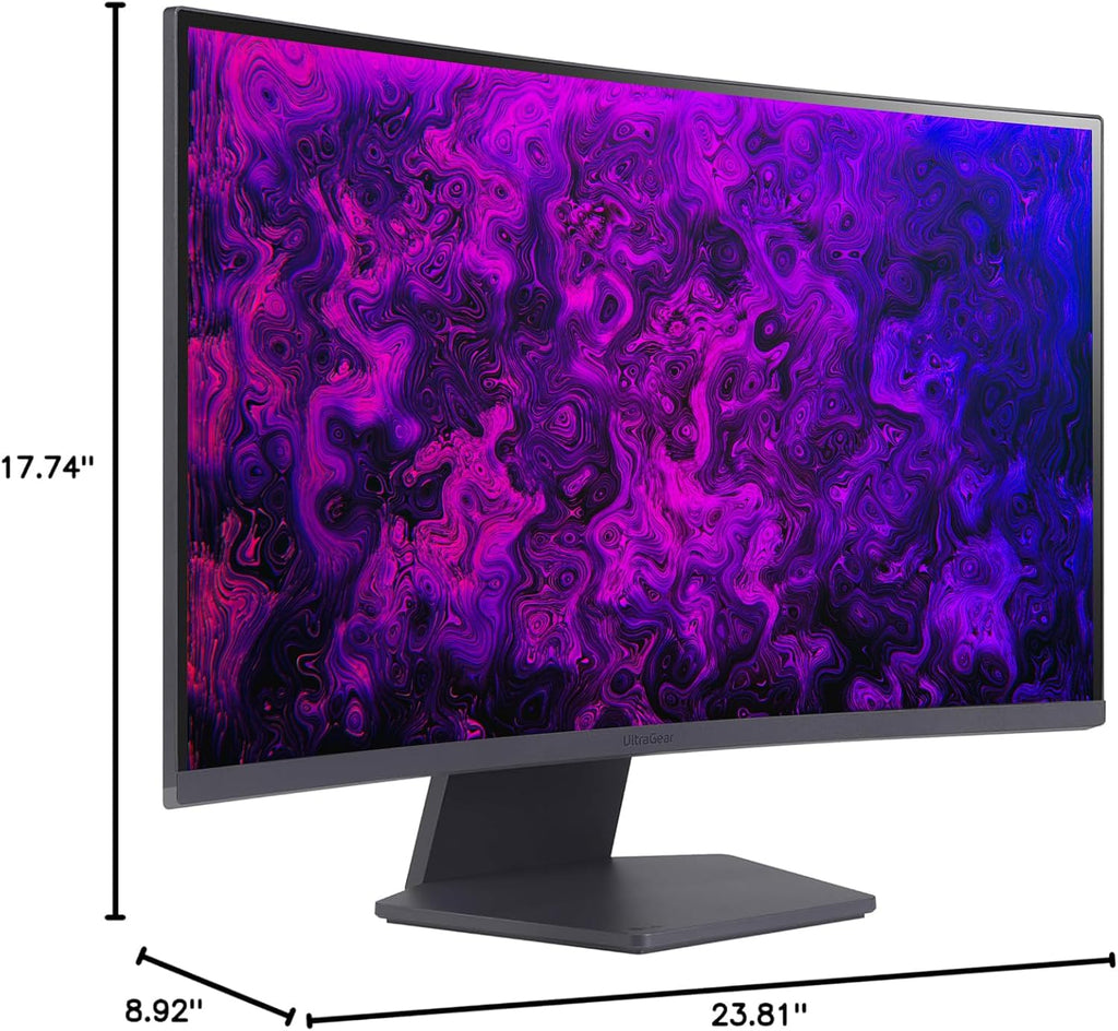 LG 27' QHD Gaming Monitor, Ultragear Curved Display, 180Hz, 1ms, 1000R, AMD FreeSync, HDR10, 99% sRGB, Black Stabilizer, DAS Crosshair FPS Counter, HDMI x2, DisplayPort, Borderless Design, Black