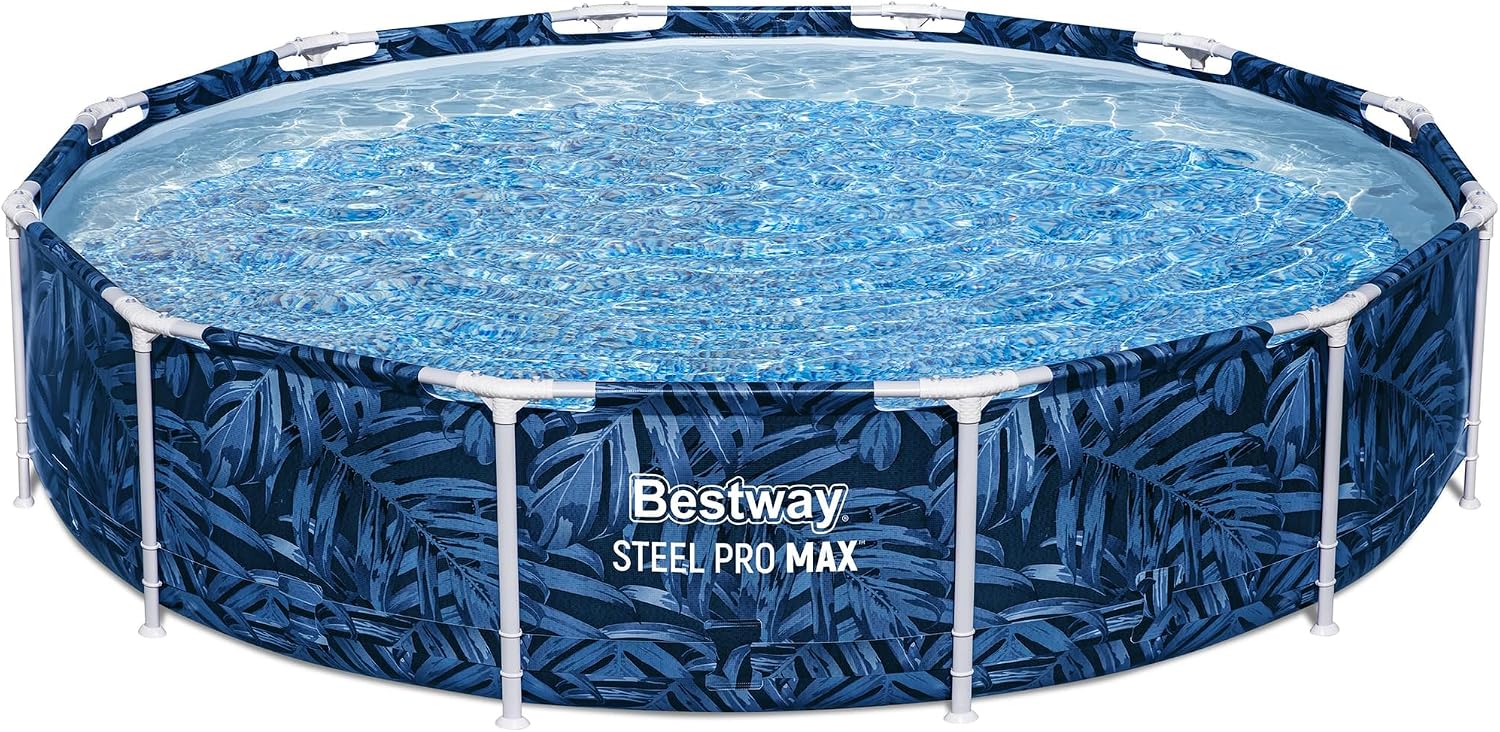 Bestway: Steel Pro MAX - Round Swimming Pool Set - 12' x 30' Tropical - Above Ground, Tritech Construction, Filter Pump, Steel Frame, Click-Assembly