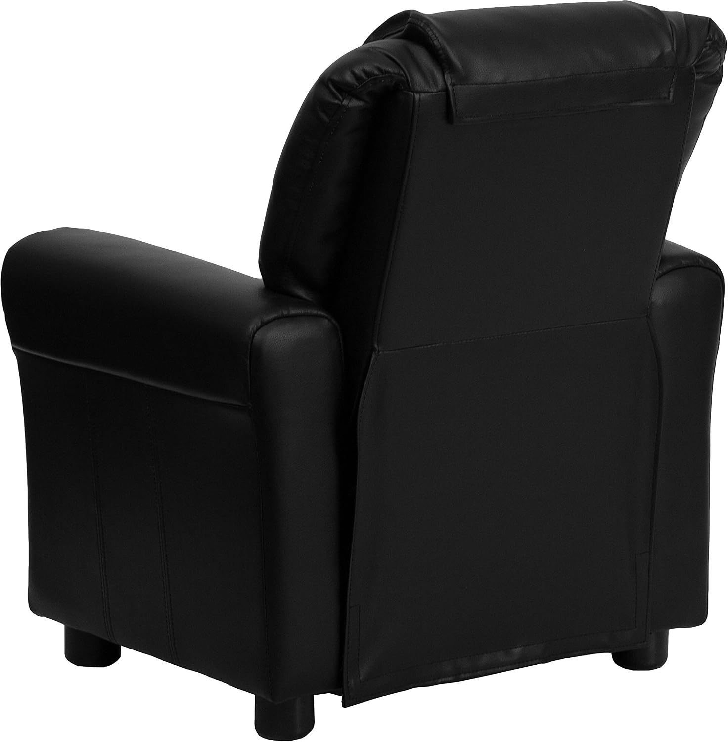 EMMA + OLIVER Black LeatherSoft Kids Recliner with Cup Holder and Headrest