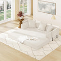 Folding Convertible Sofa Bed with 3 Pillows, 79 ' Corduroy Boneless Couch with Armrest Pockets, Lounge Loveseat Sleeper with Pull Out Bed, Memory Foam Compressed Sofa for Living Room Bedroom, Beige
