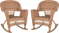 Jeco Set of 2 Wicker Rocker Chairs, Honey